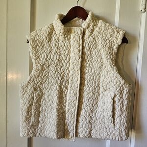 Current Air Textured Boxy Ivory Vest